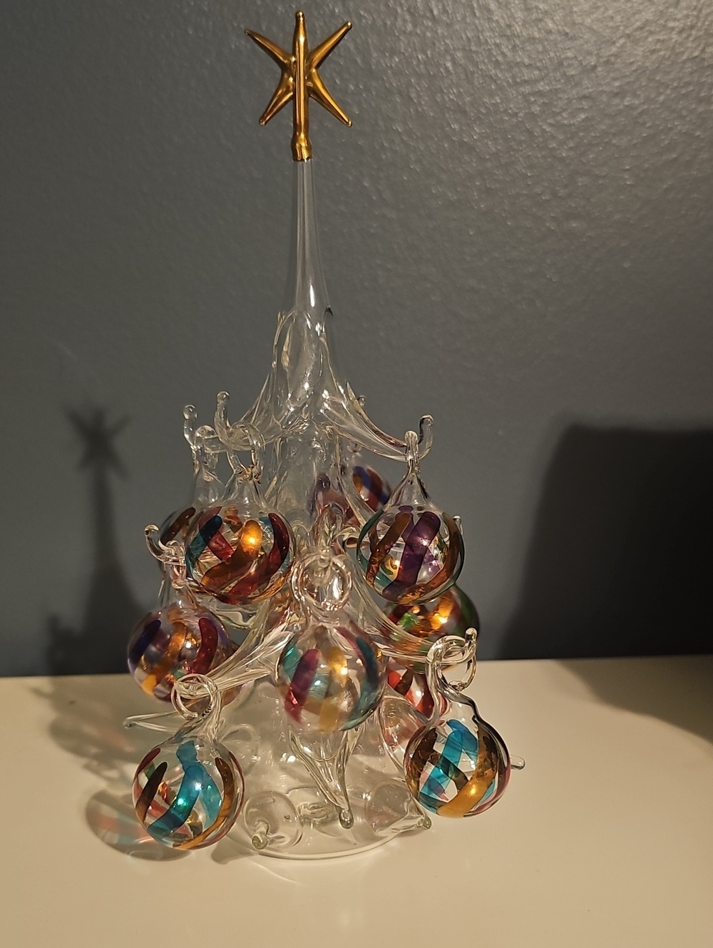 Murano Italy Christmas Tree Glass Blown Holiday 12 Ornaments Art Gold Decor Home